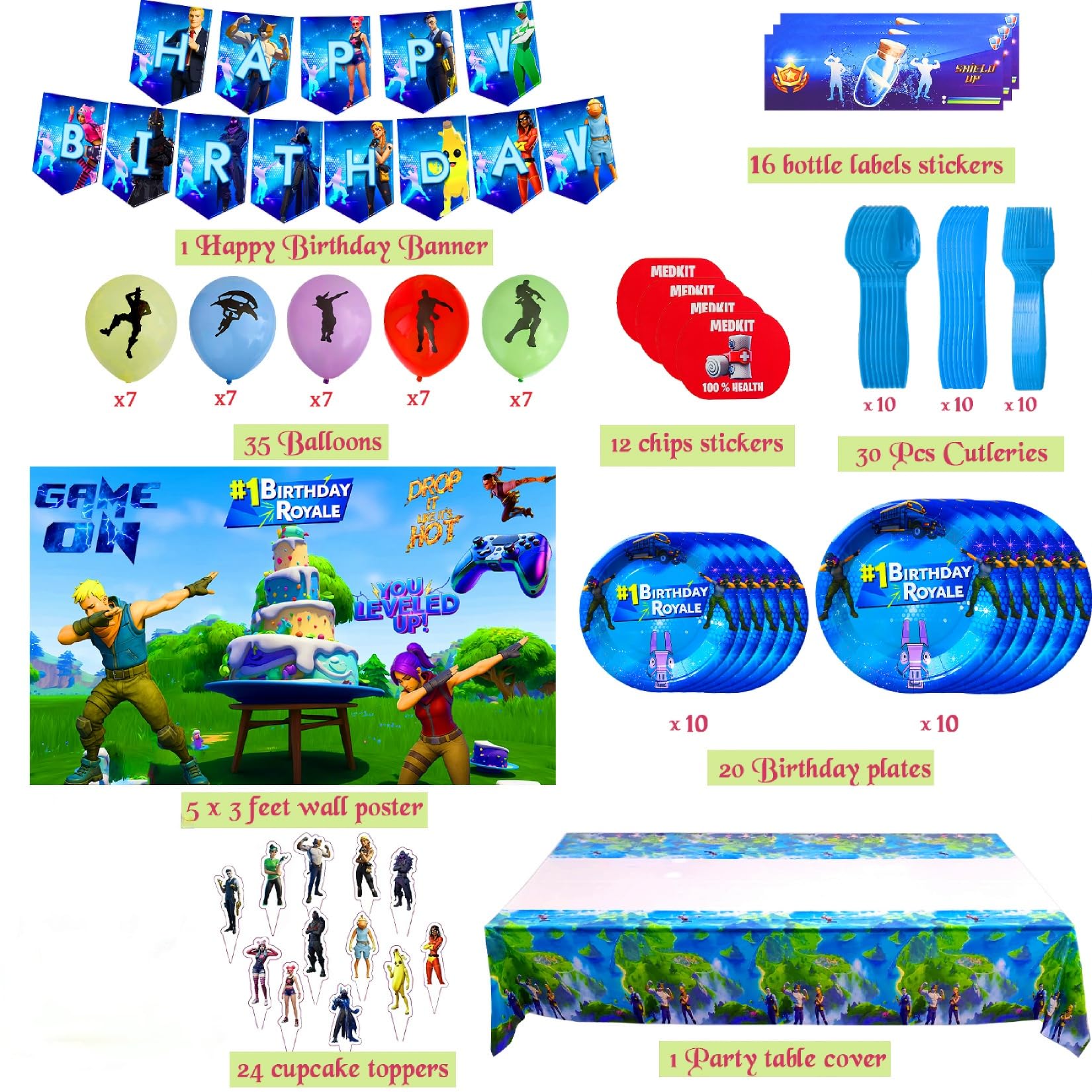 Foil balloons included in the 142 pack