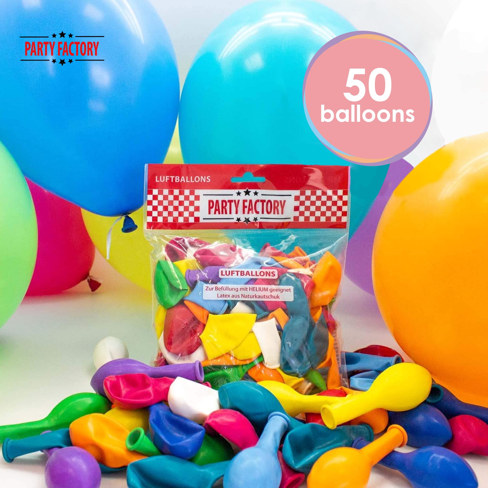 50 latex balloons included with kit