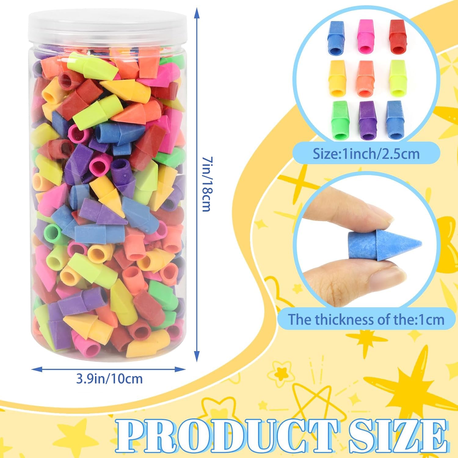 Latex-free pencil erasers with cap tops for pencils