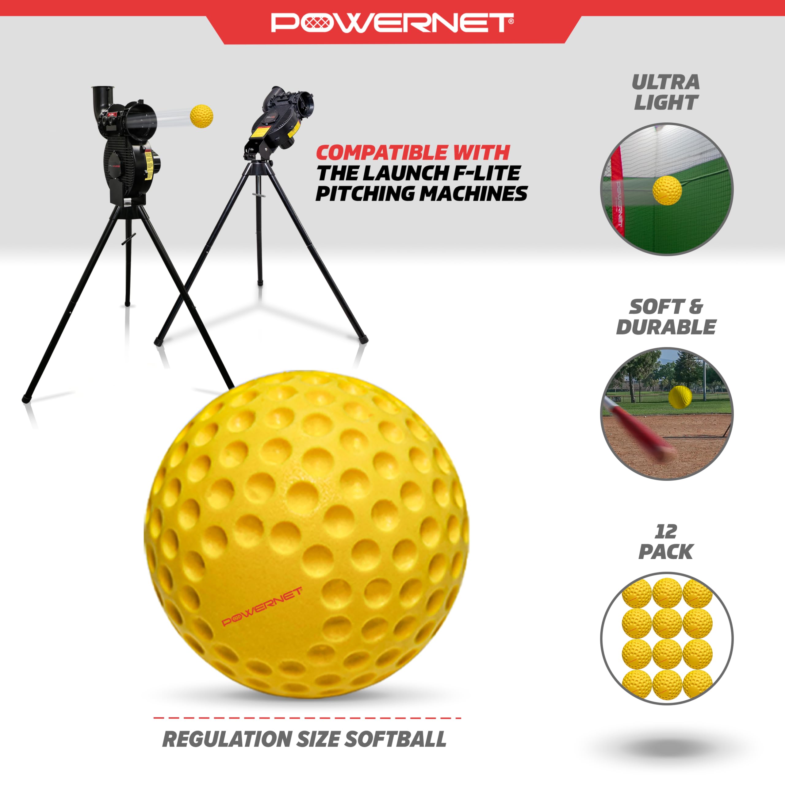 Regulation size softballs without seams for improved accuracy