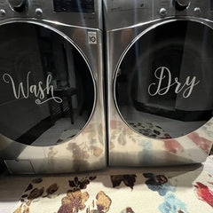 Laundry room decor Wash and Dry decals on front-load doors