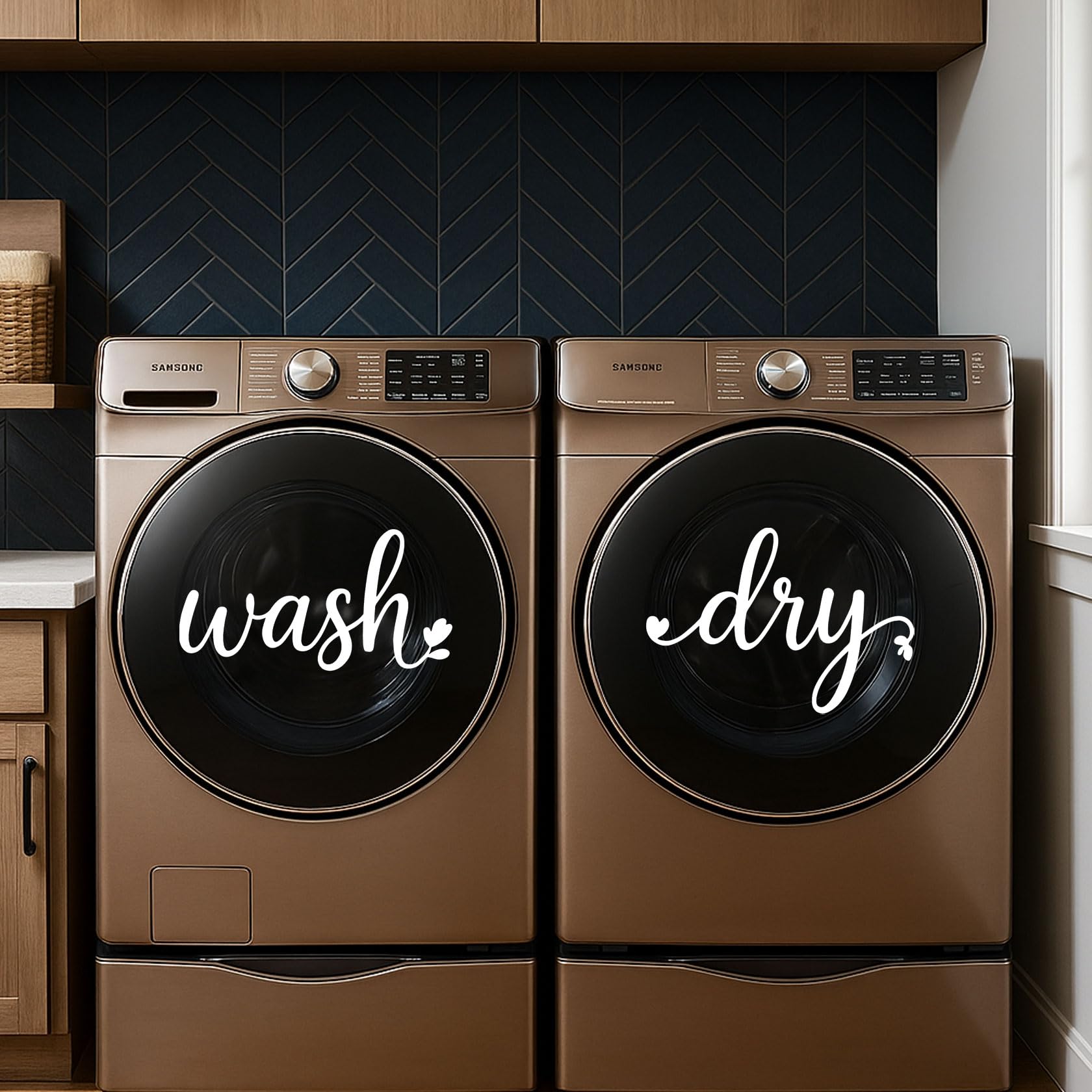 Set of two decals for washers dryers walls or cabinets