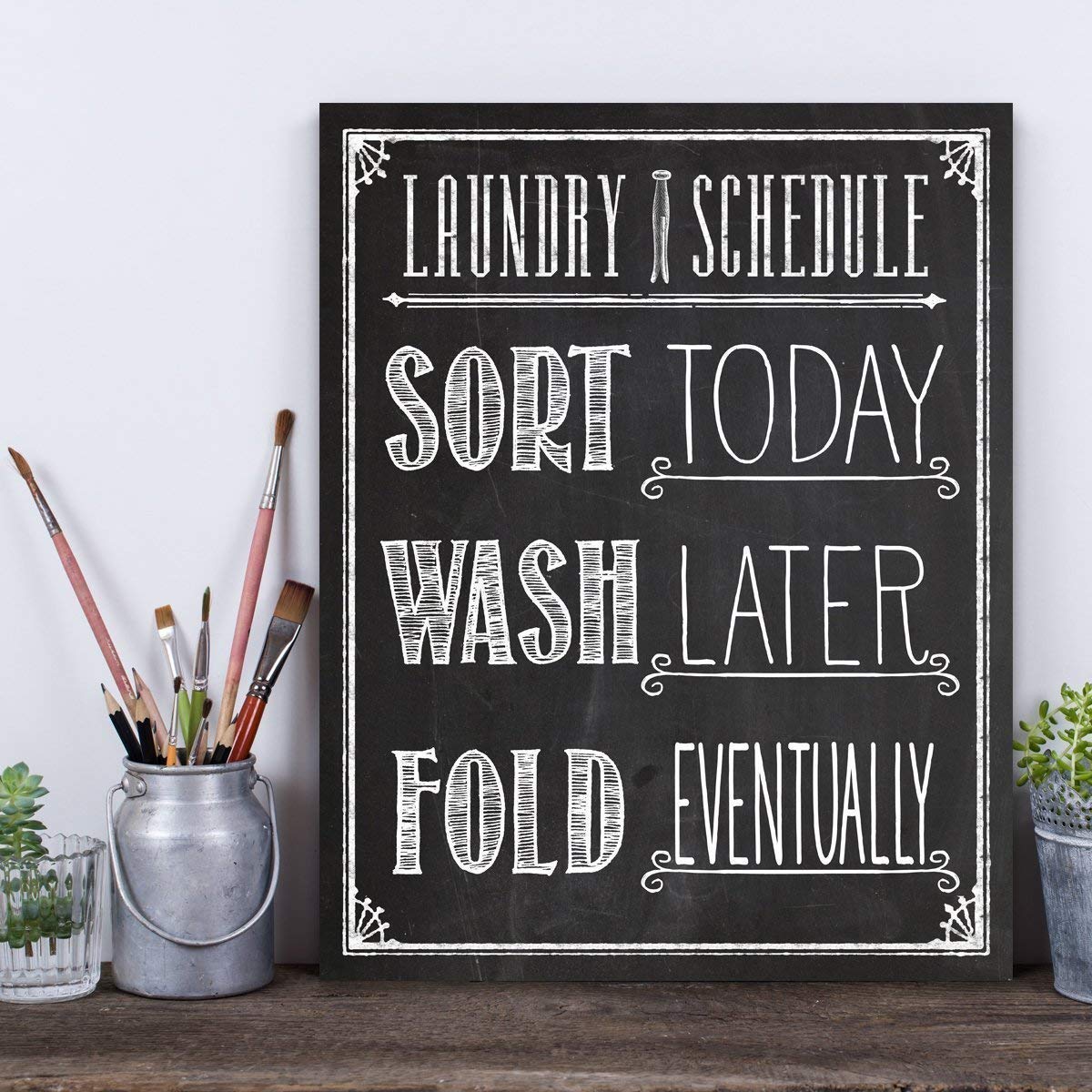 11x14 Unframed Typography Art Print Laundry Schedule Chalkboard Look