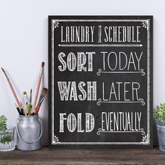 11x14 Unframed Typography Art Print Laundry Schedule Chalkboard Look