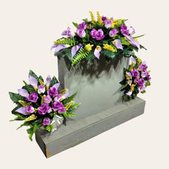 Silk faux floral grave flowers for headstone saddle