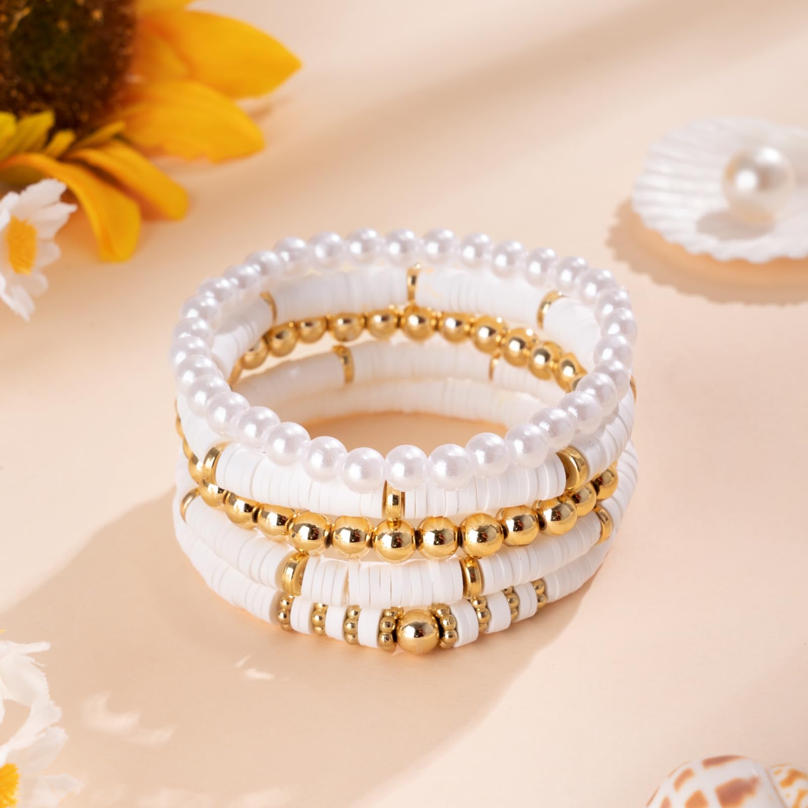 clay beaded bracelets in gift set