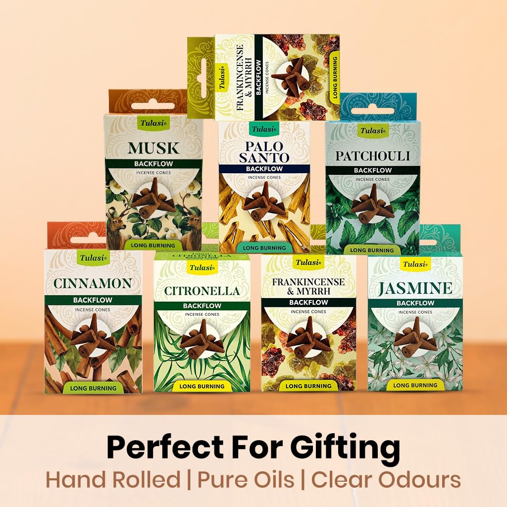 Natural oils incense cones Tulasi bamboo crafted