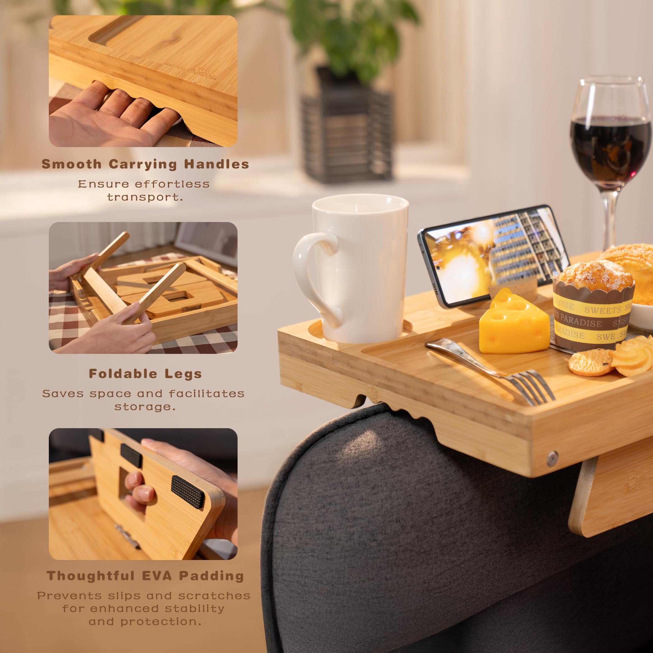 Tray with folding legs for flat use