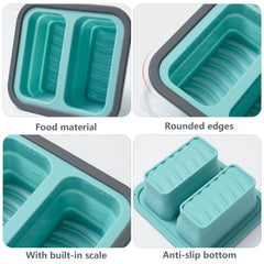 Foldable silicone food container with airtight lid for home and travel