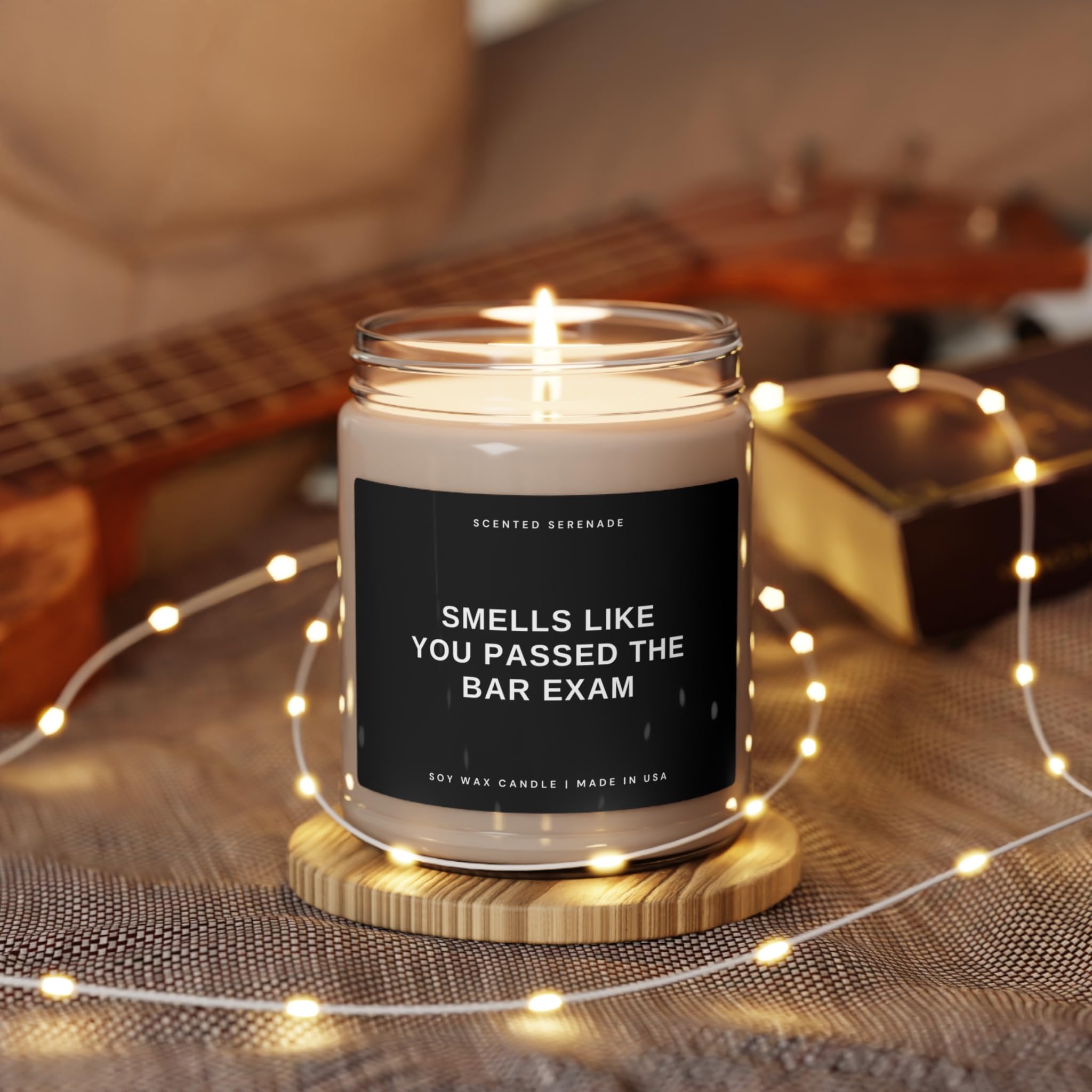 9oz clear glass jar with black lid candle
