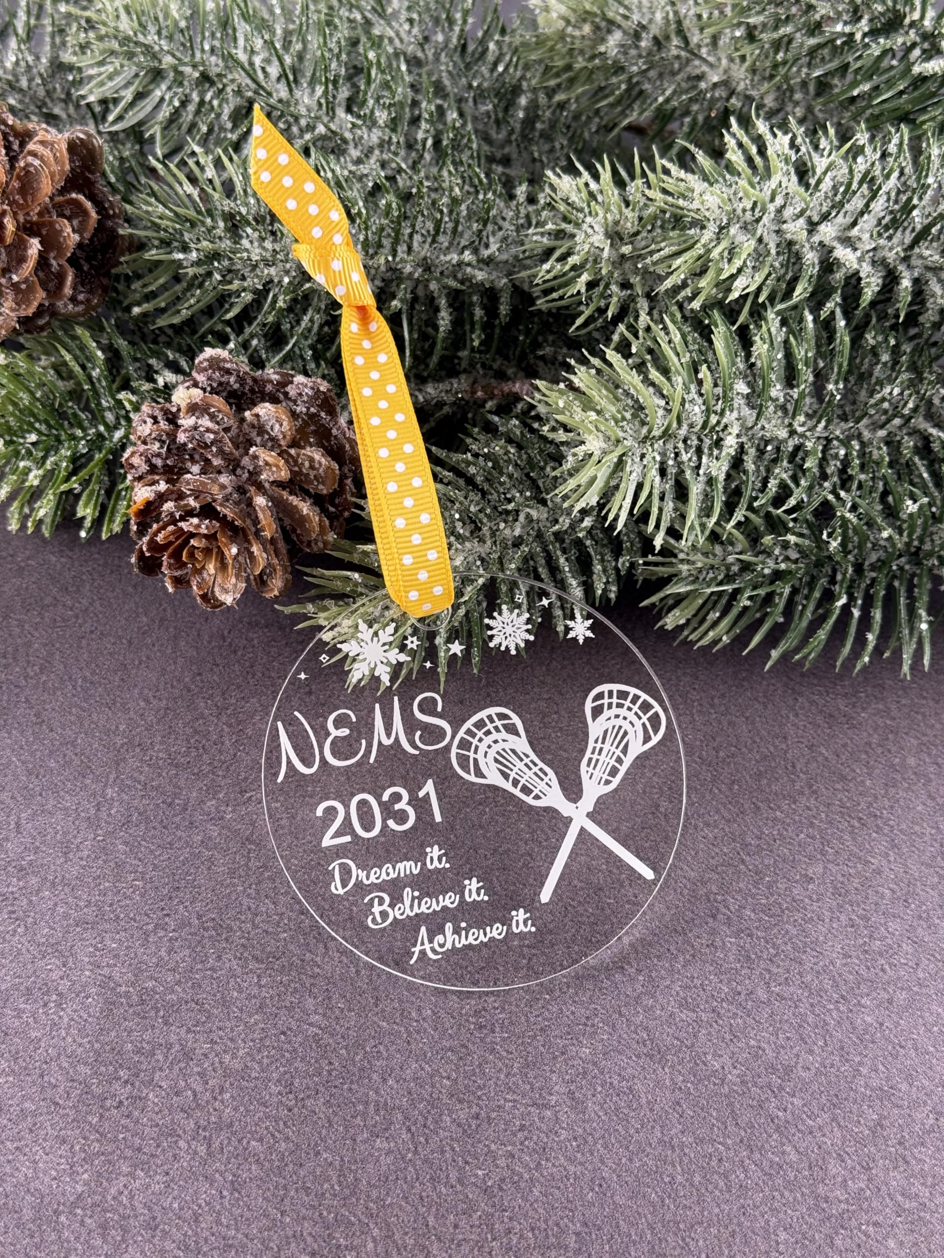 Ribbon color customizable lacrosse ornament