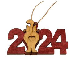 Cat 2024 Christmas Ornament includes hanging string and organza bag