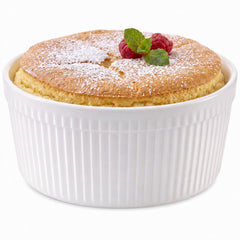 Layhit 64 oz jumbo souffle dish white fluted ceramic ramekin