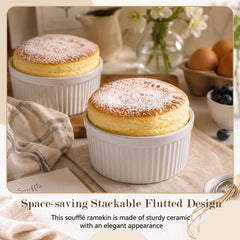 Layhit fluted ceramic ramekin white 64 oz capacity
