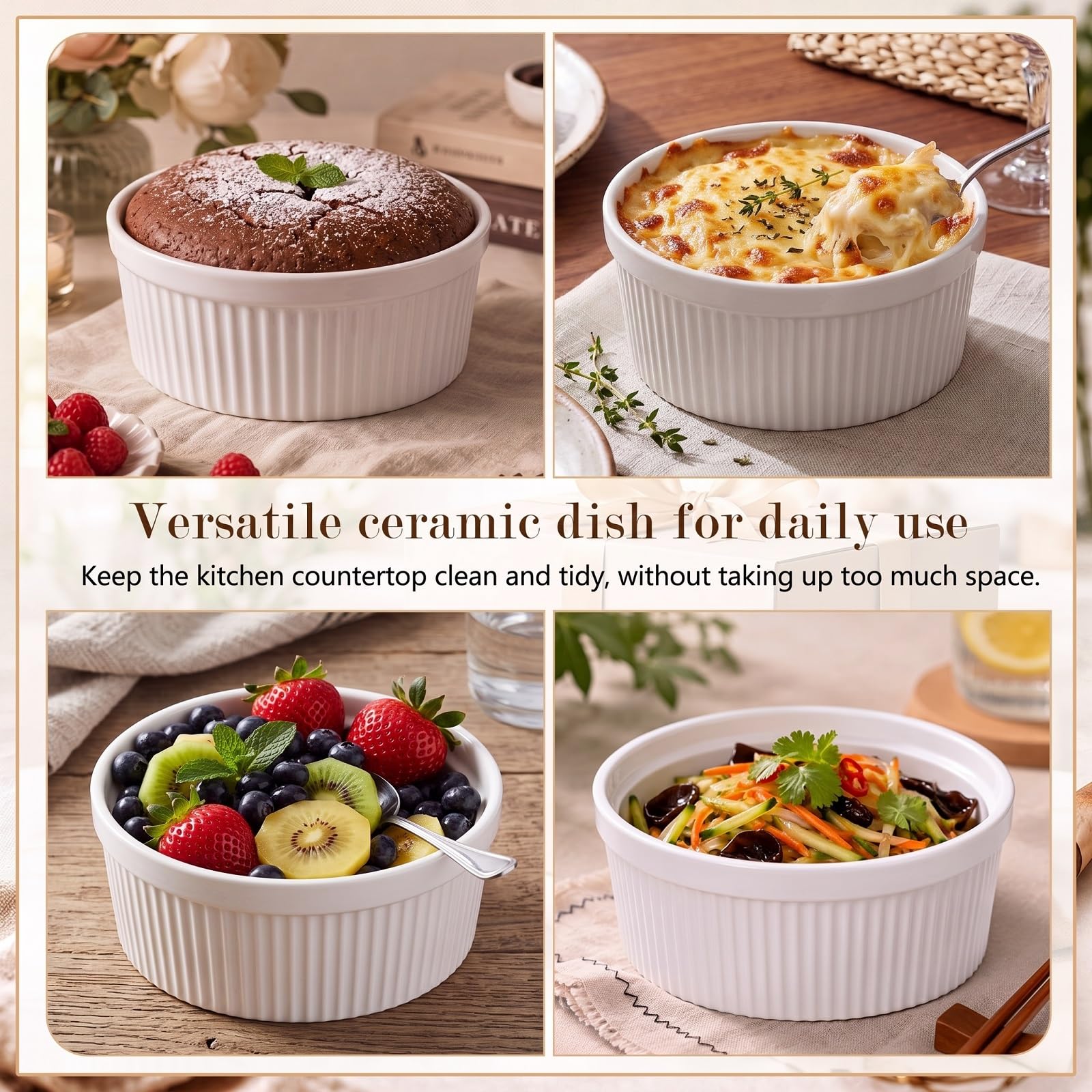 Stackable Layhit jumbo ramekin with fluted exterior