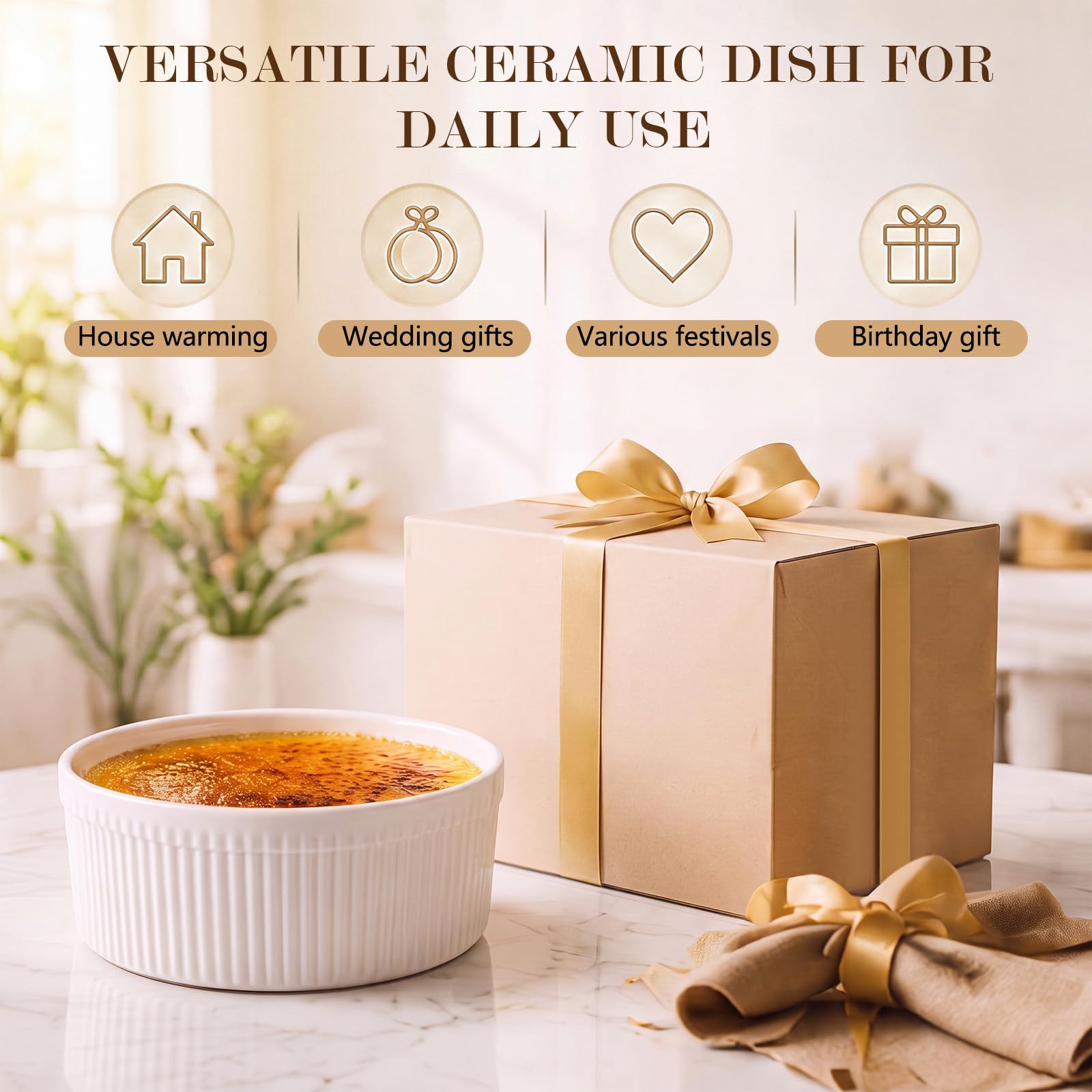 Dishwasher safe Layhit large souffle dish white porcelain
