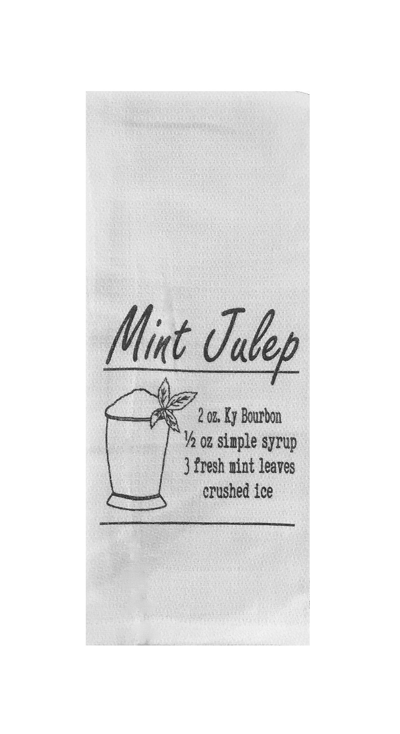LAYNE WILSON Mint Julep Recipe Tea Towel 15 x 26 inches 100% cotton Made in Louisville KY
