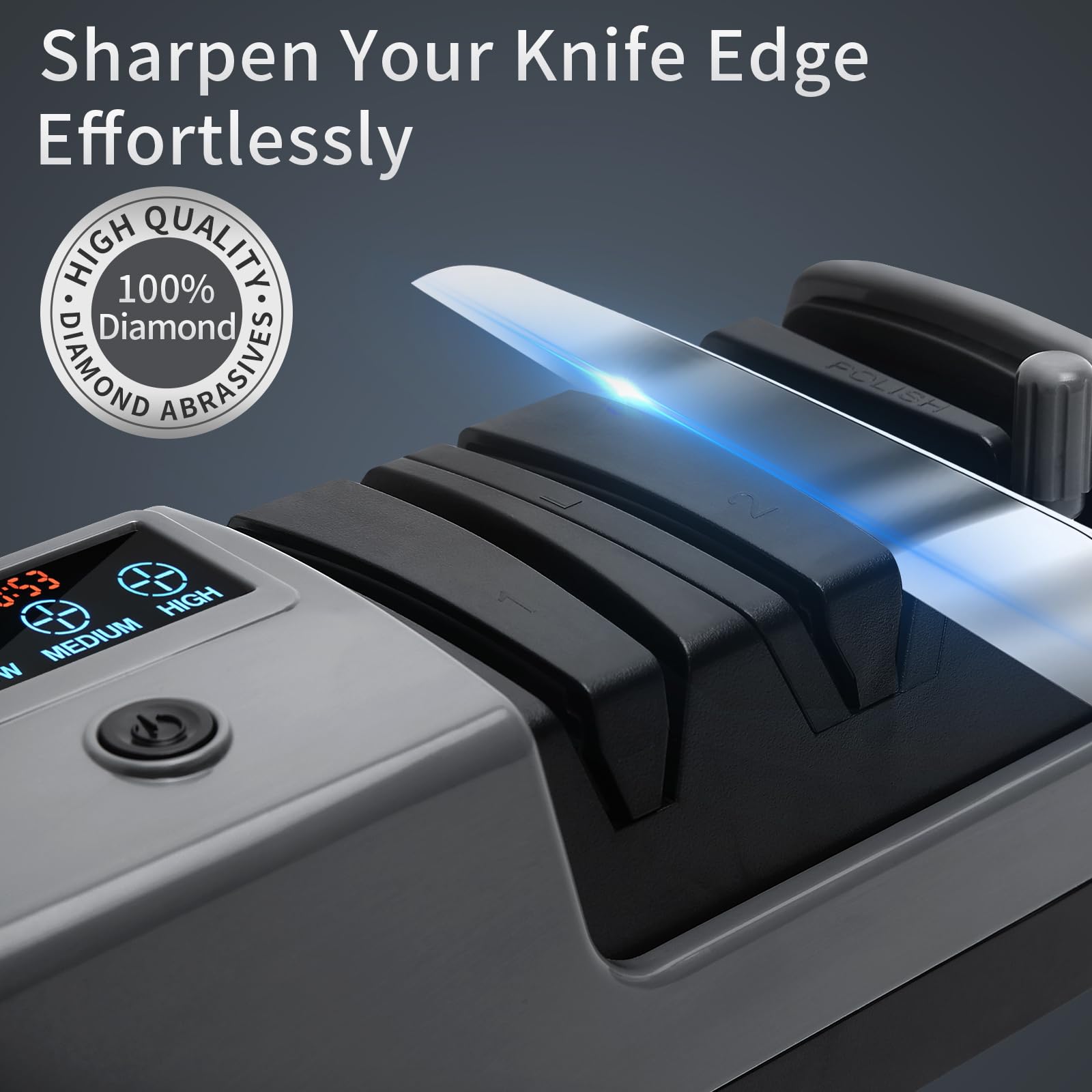 LCD display on electric knife sharpener