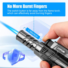 Refillable butane lighter with visible 3.5g fuel tank