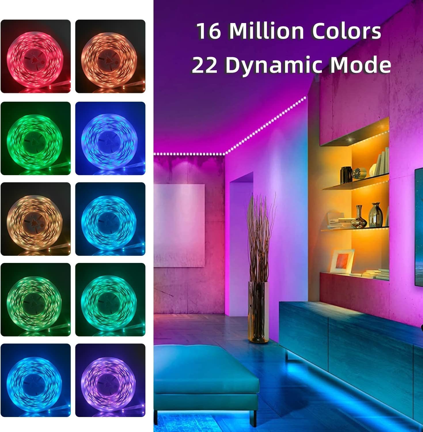 Lcutml LED strip lights with 40 key remote controller
