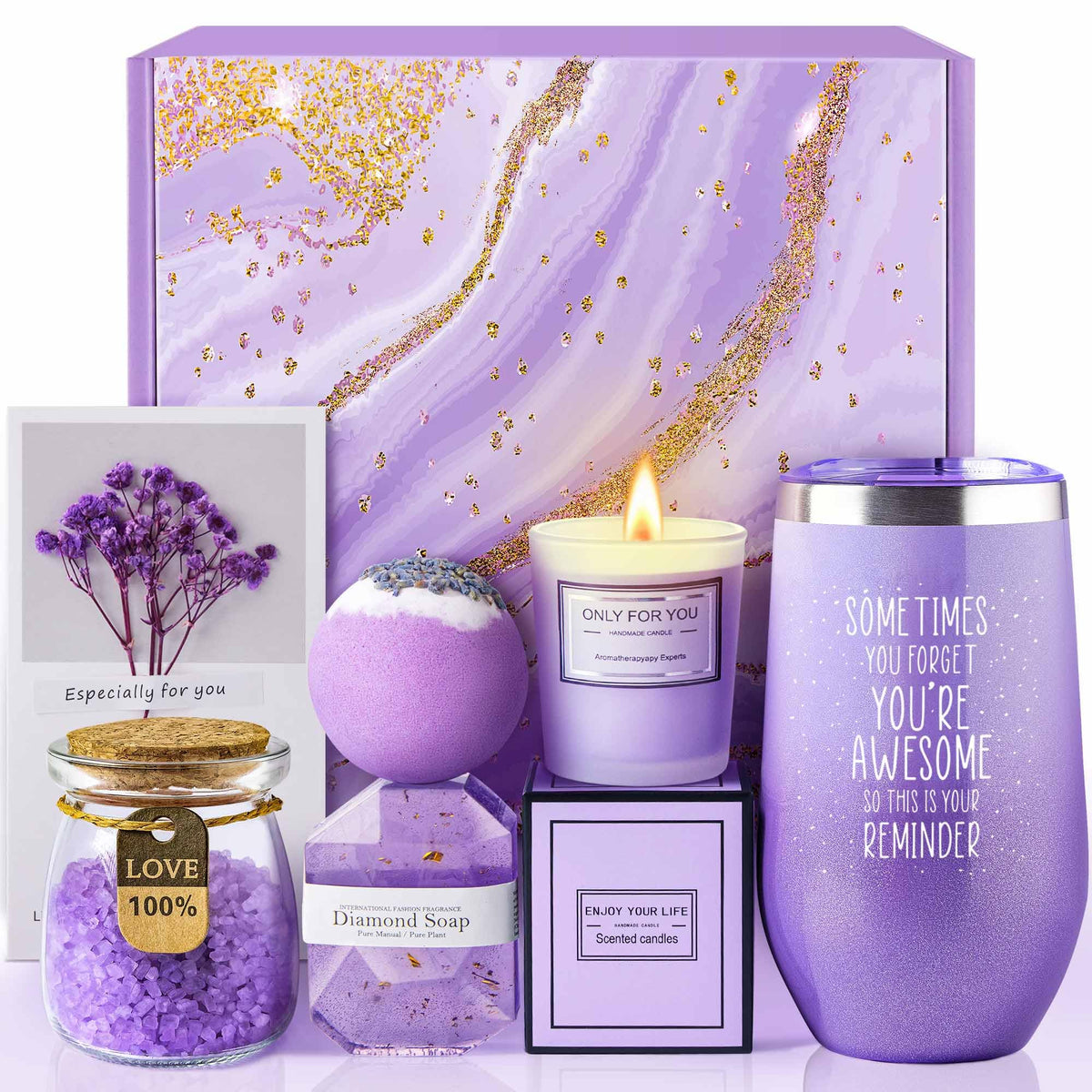 LE CADEAU lavender spa gift basket set branding and model