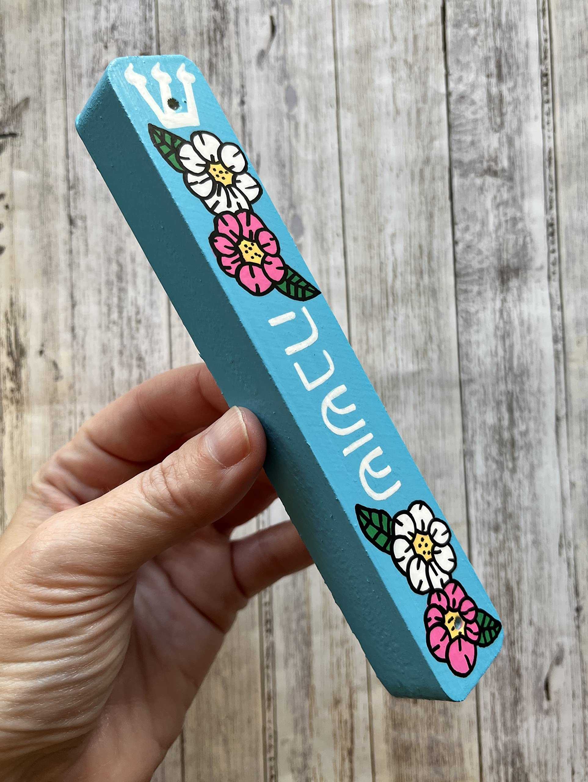 Lightweight wood mezuzah for baby gift