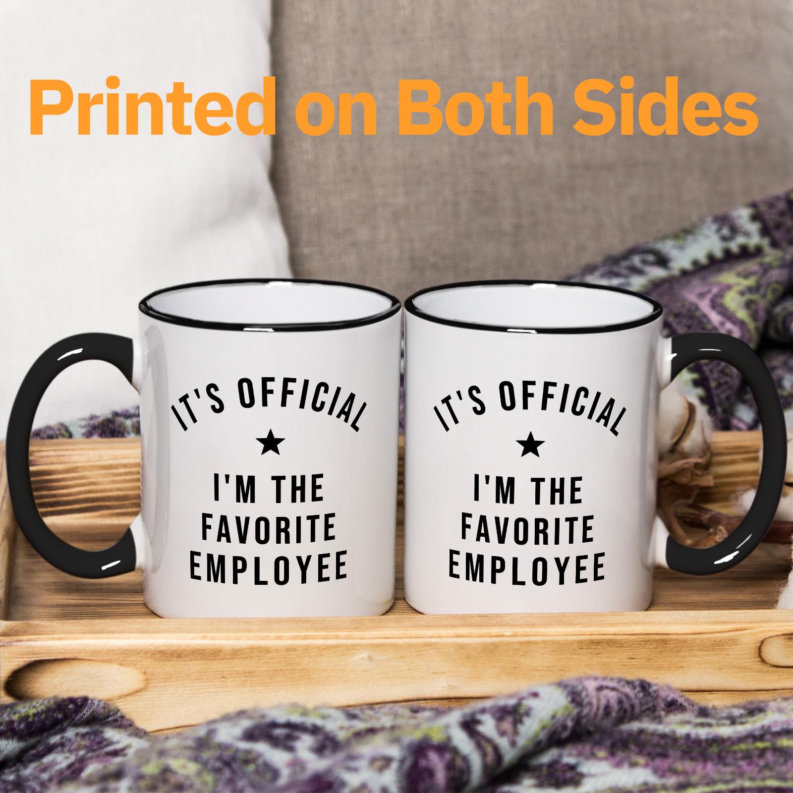 Dishwasher safe office mug with bold print