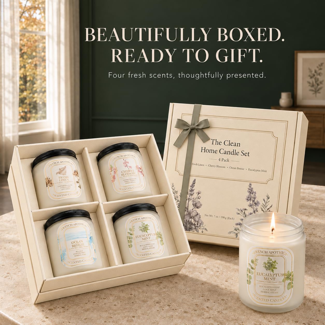 lead-free cotton wicks soy candle interior view