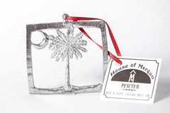 Lead free pewter South Carolina ornament