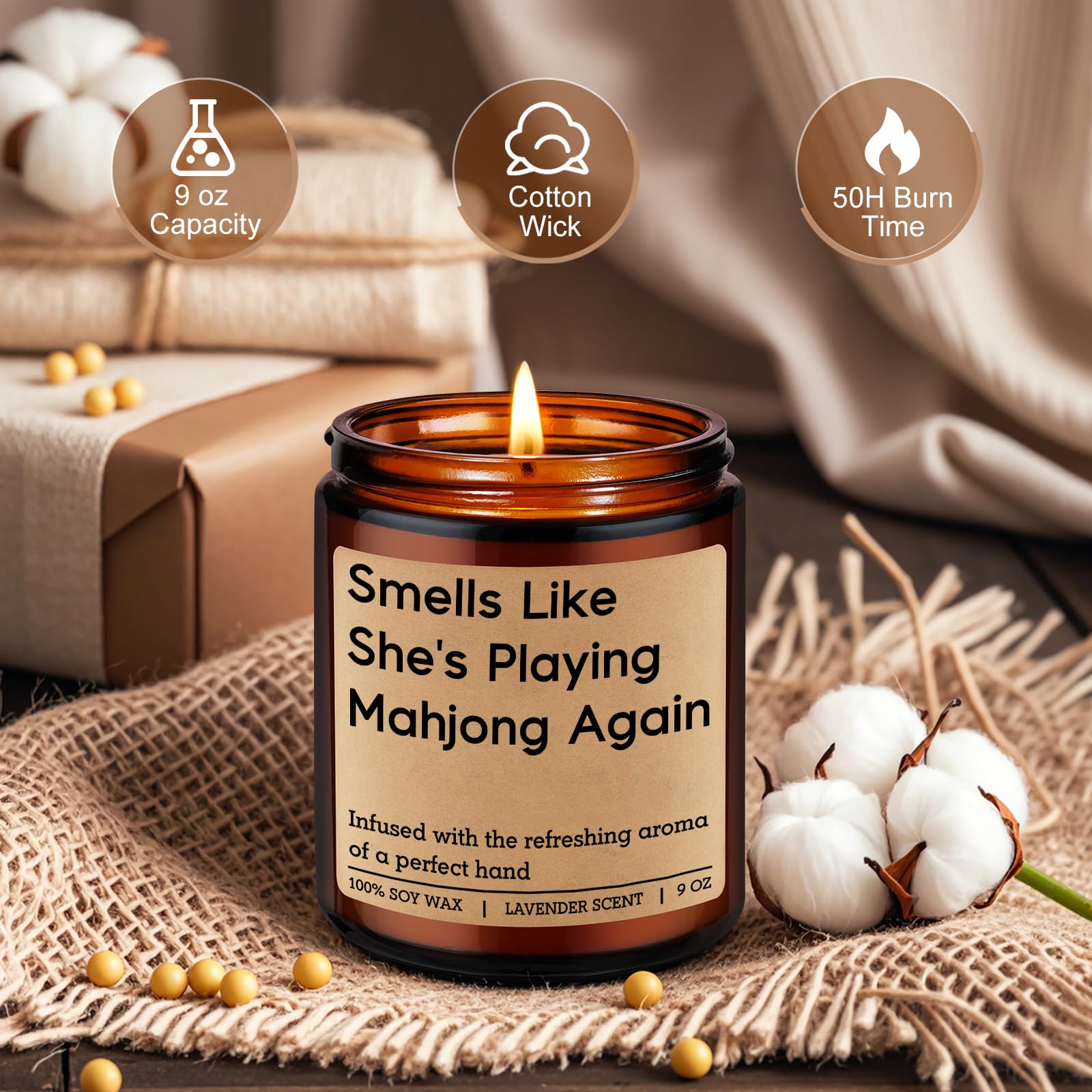 Lavender scented candle natural wax 9 oz
