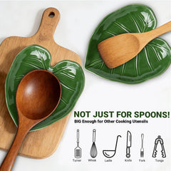 Leaf spoon rest on kitchen counter