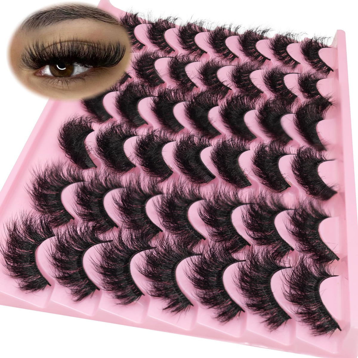 LEAFMOON Wispy Mink Lashes 14-18mm Cat Eye 21 Pairs