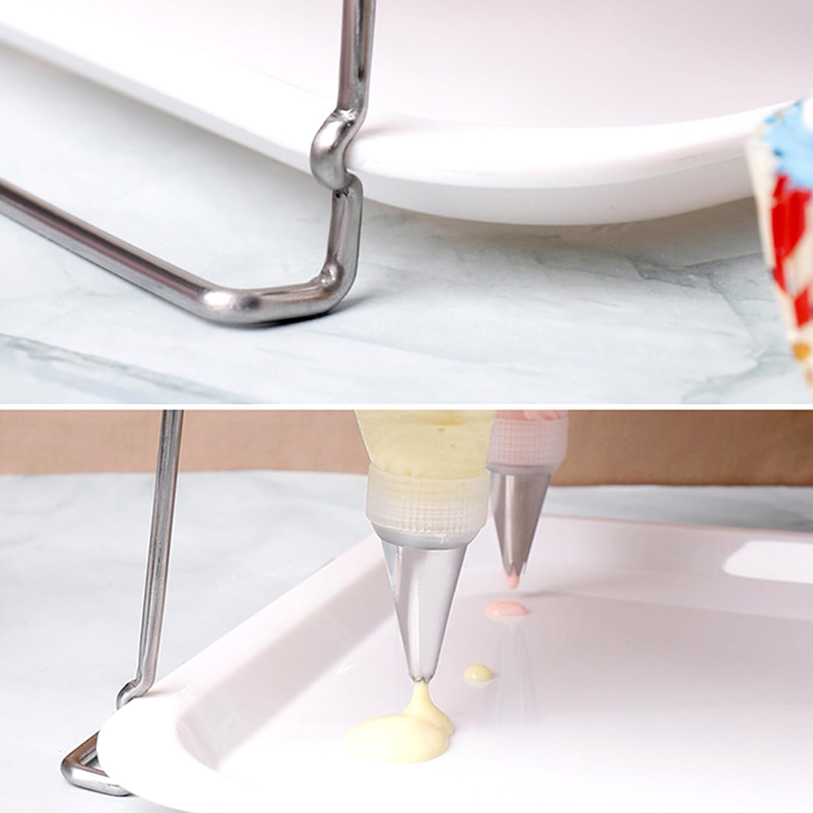 Hands-free piping organization accessory for bakers