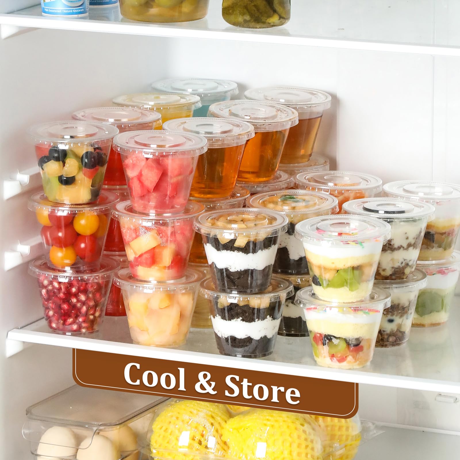 Leak-proof lid on clear 9 oz cup for spills prevention