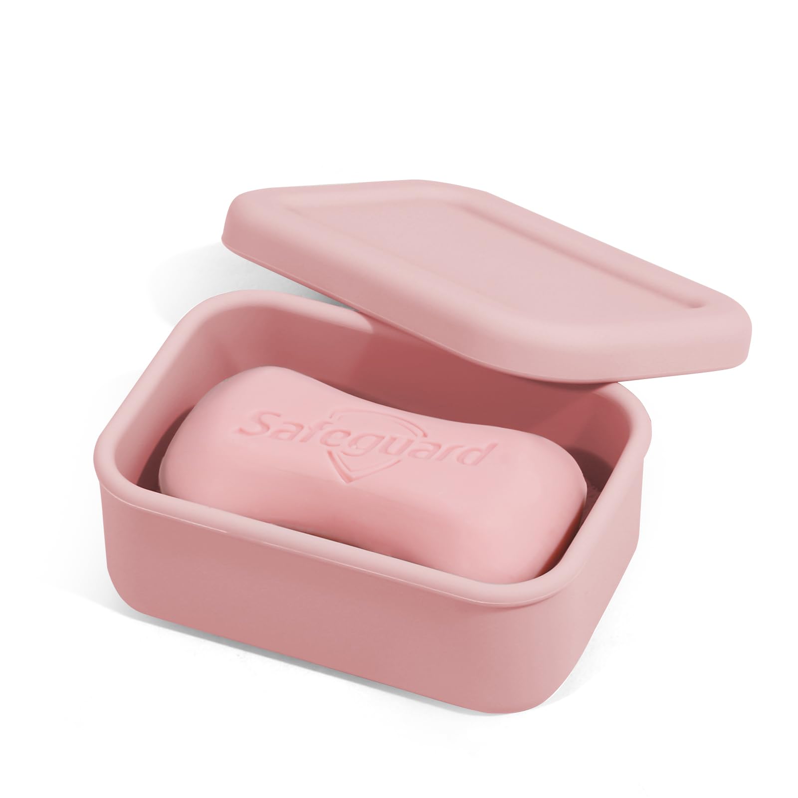Close up of leak proof silicone travel soap case showing compact size