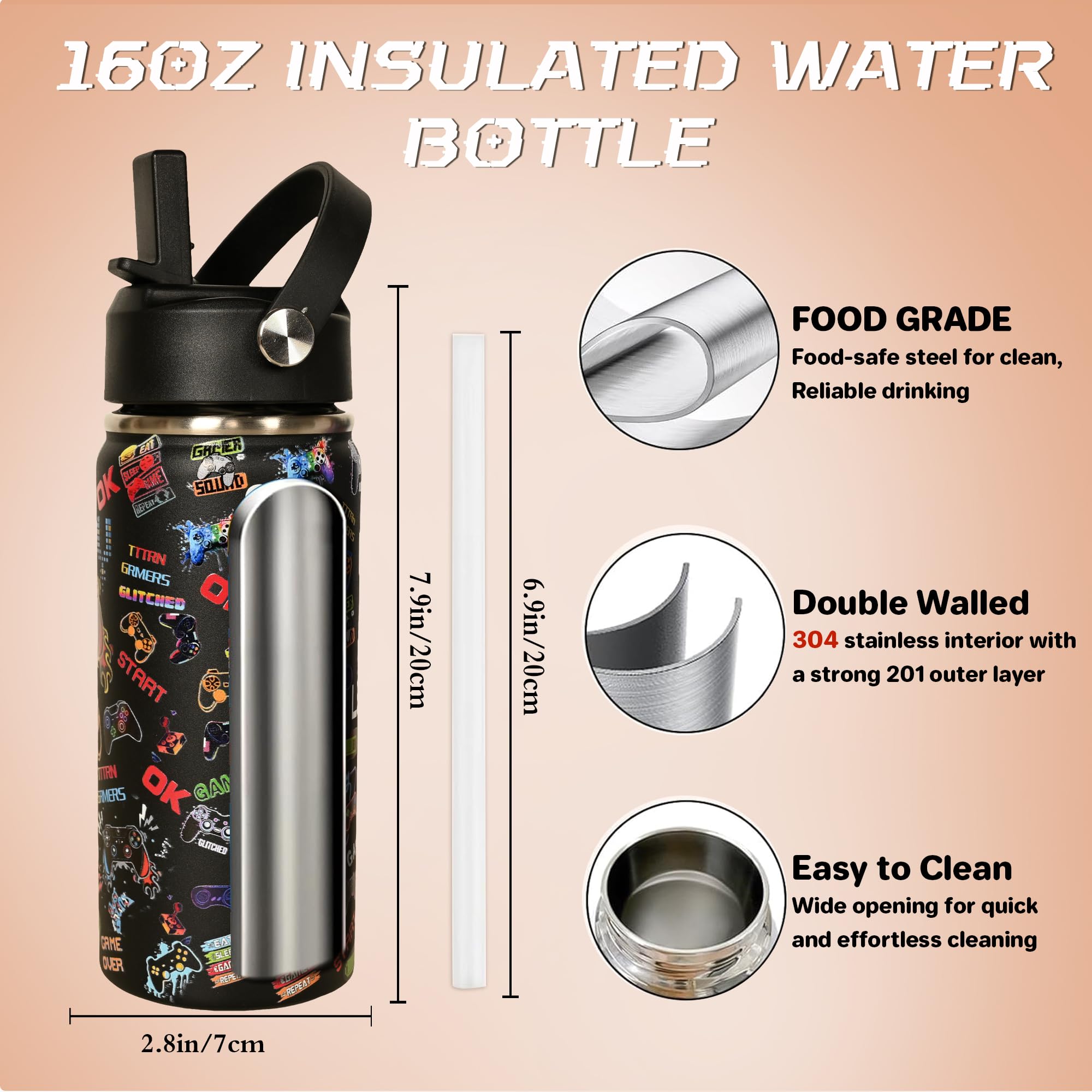 BPA-free rust-resistant stainless steel water bottle for children