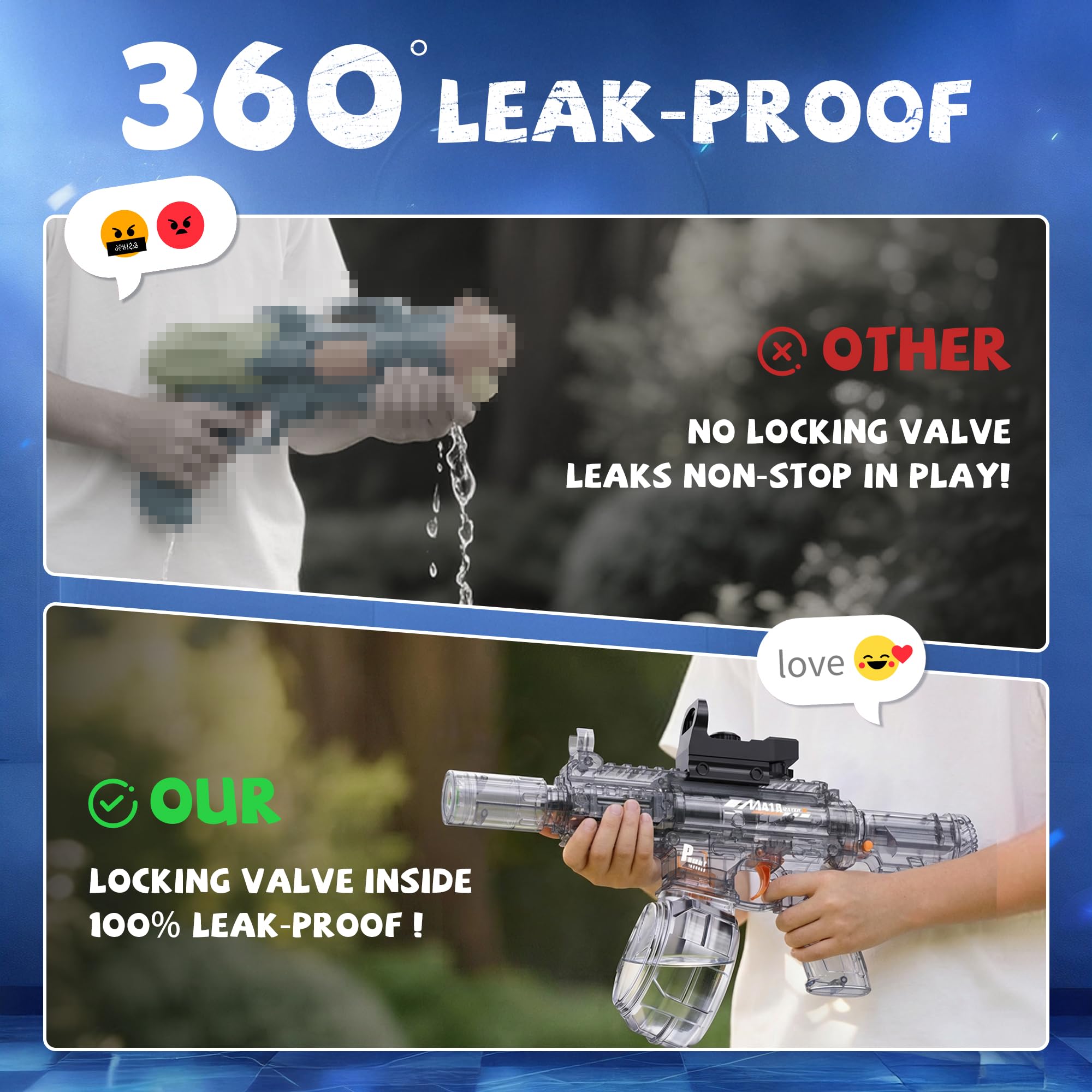 Leak-proof water gun with easy assembly for kids