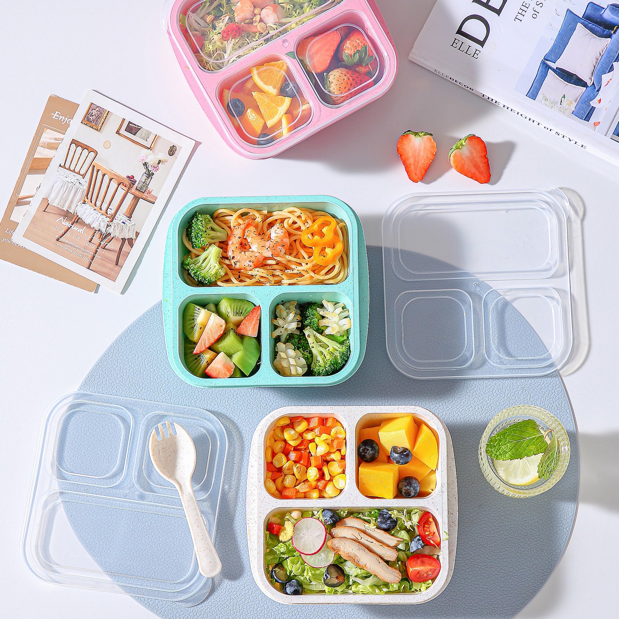 Lightweight stackable lunch containers for school work travel