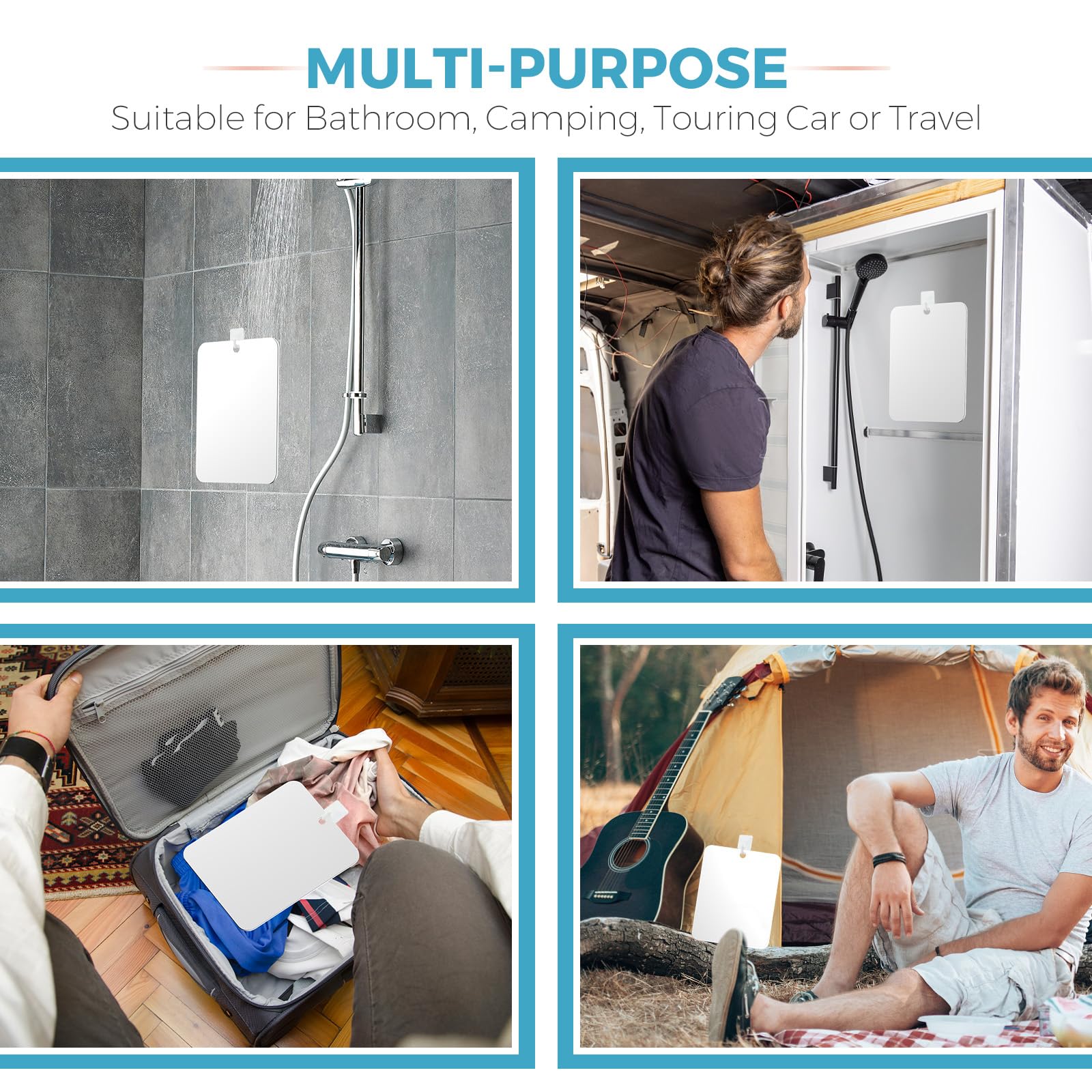 LeaOcaao fogless shower mirror in bathroom setup