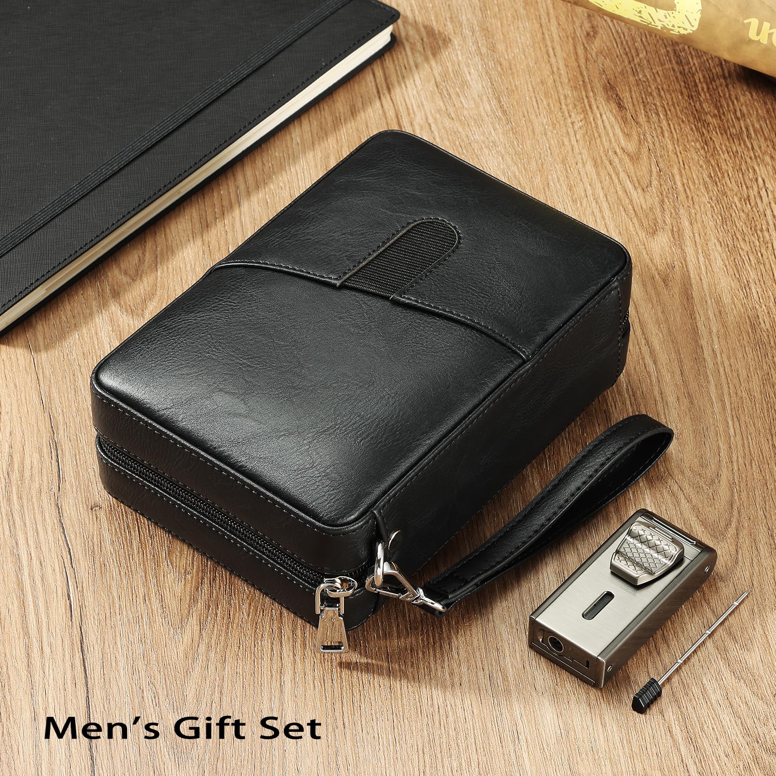 Leather accessory compartment with lighter storage