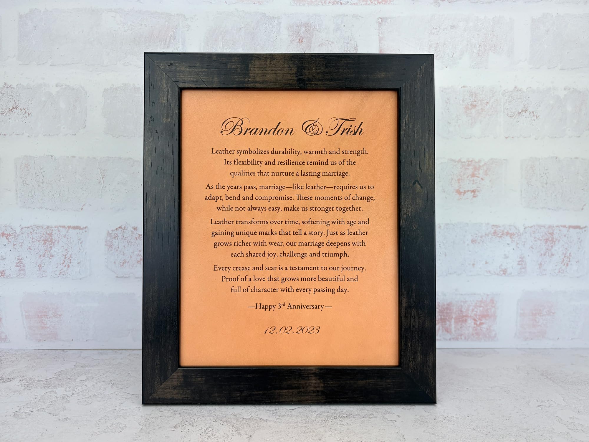 Leather art framed 8x10 inches without glass