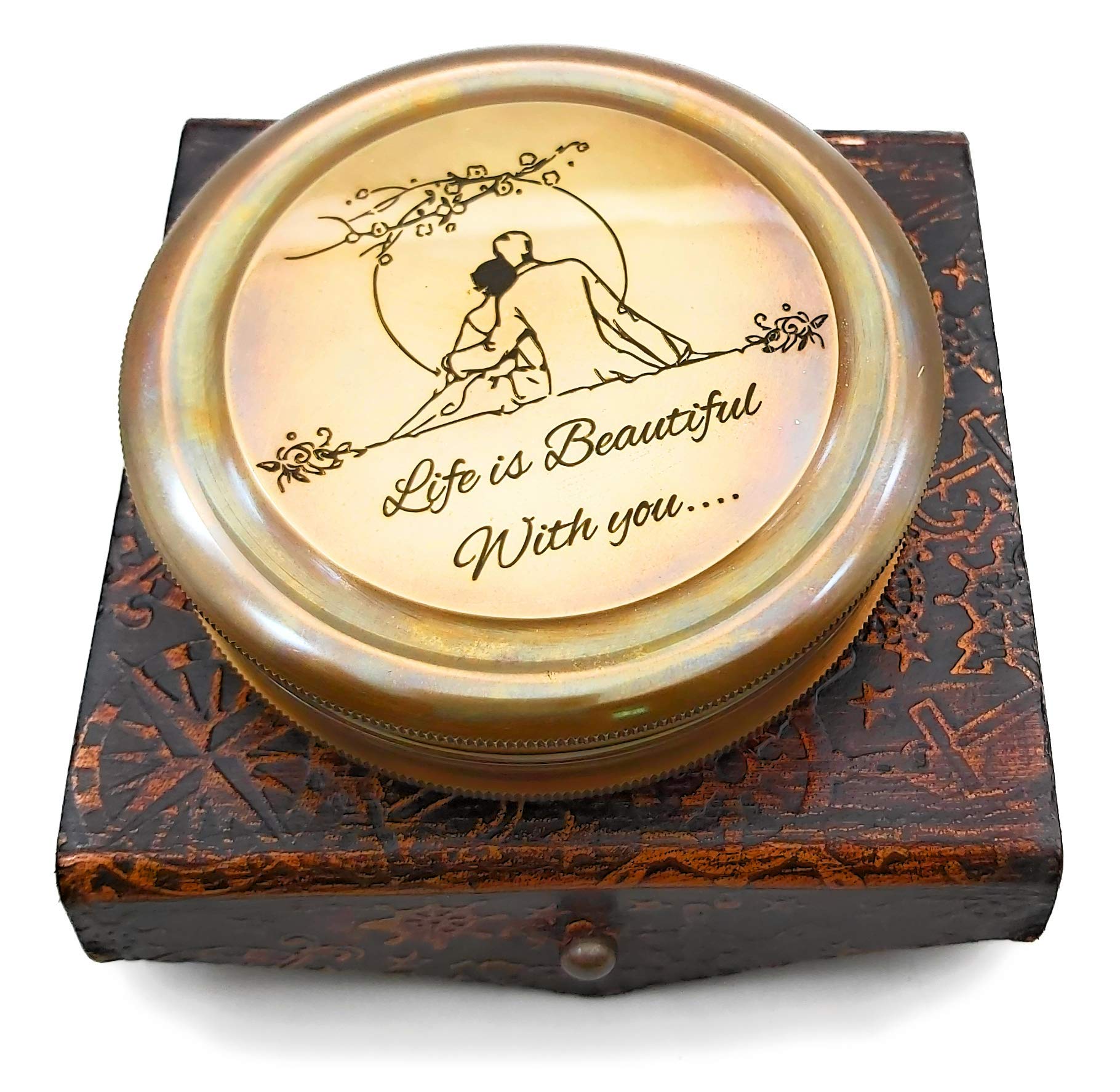 Leather carry case for engraved compass