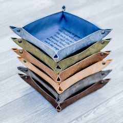 Small family owned business production leather tray