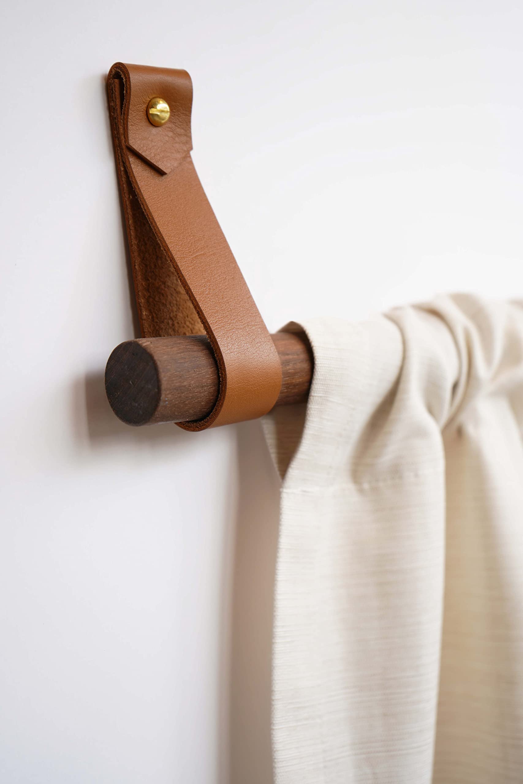 Keyaiira leather curtain rod holder bracket sustainable leather
