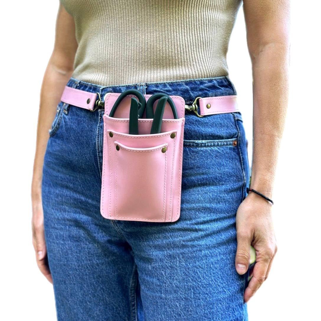 Leather Garden Tool Belt For Women pink leather product image