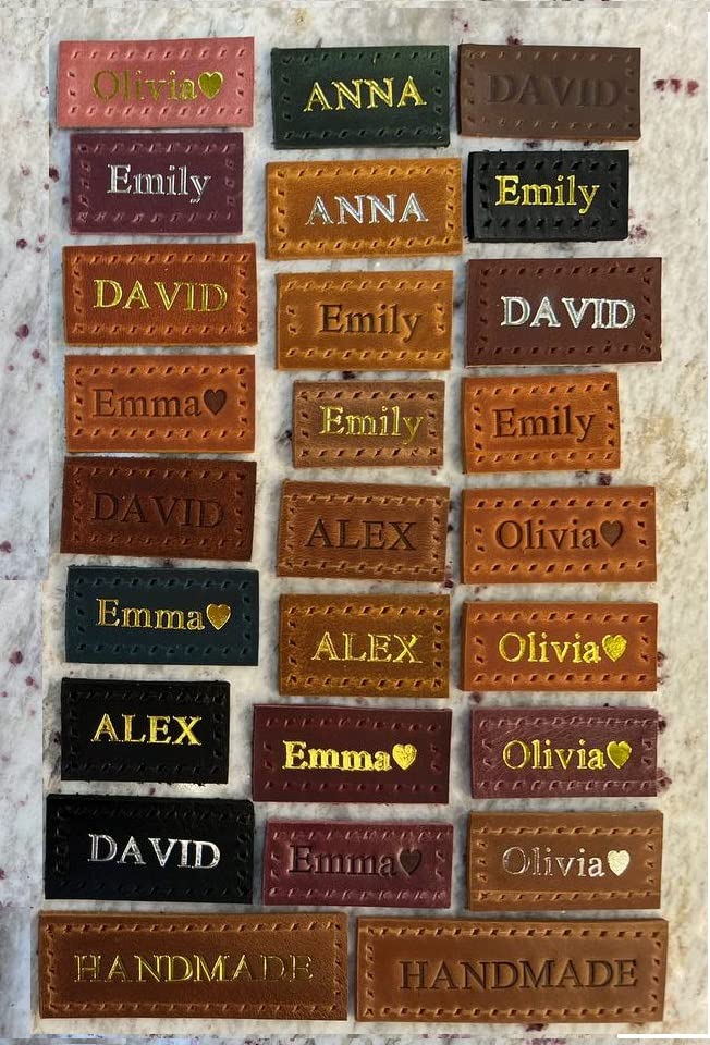 Leather Name Label embossing close up