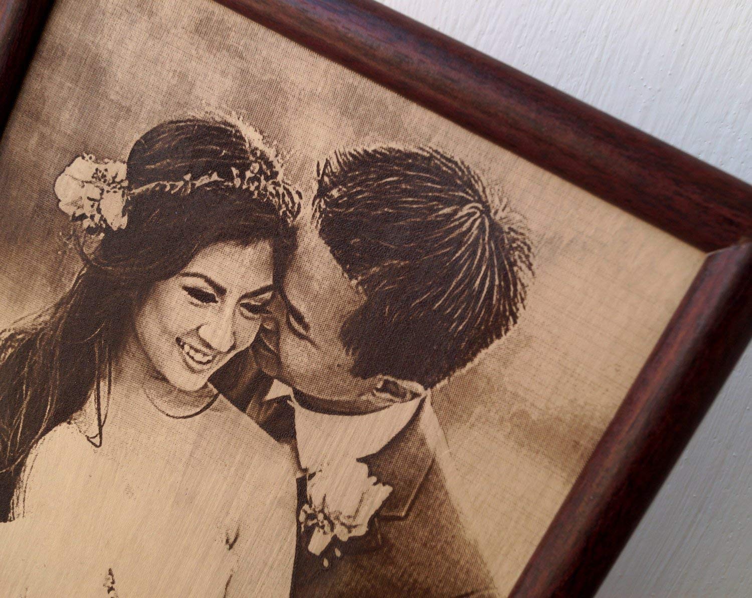 Leather engraving showing a personalized photo 4x6