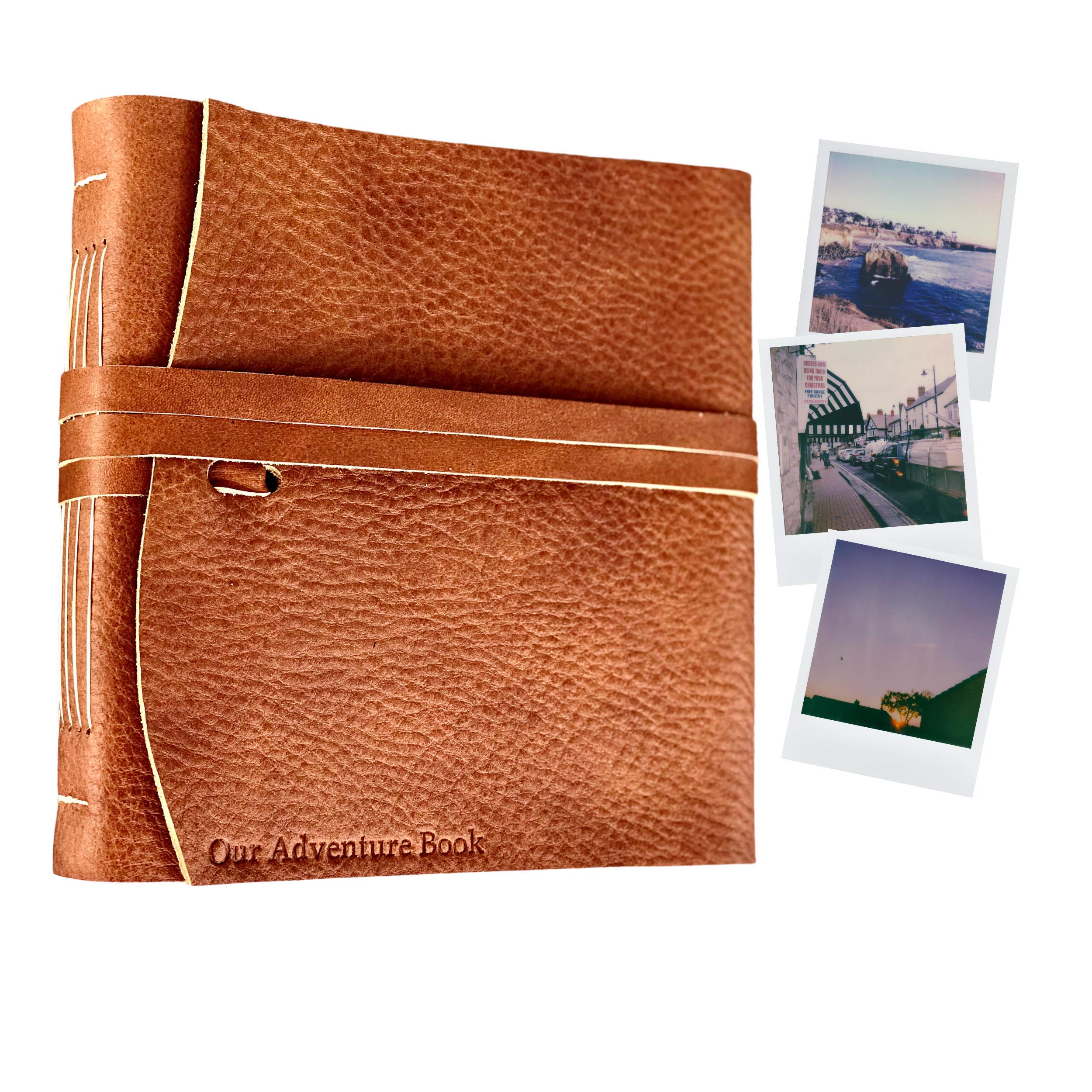 Leather photo album with customizable cover option