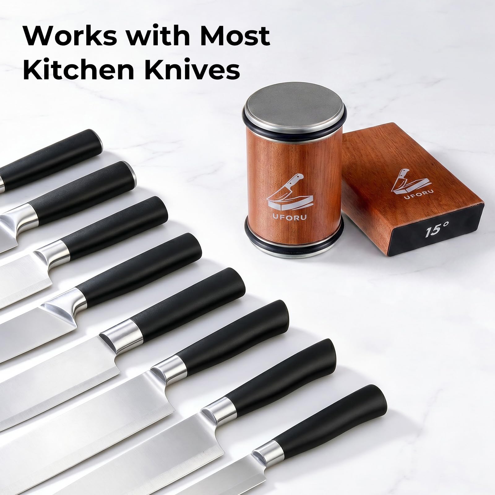 Magnetic angle guide and sharpening discs included