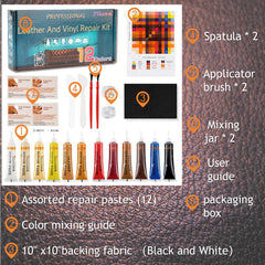 Leather and vinyl repair kit compatible with all leather types